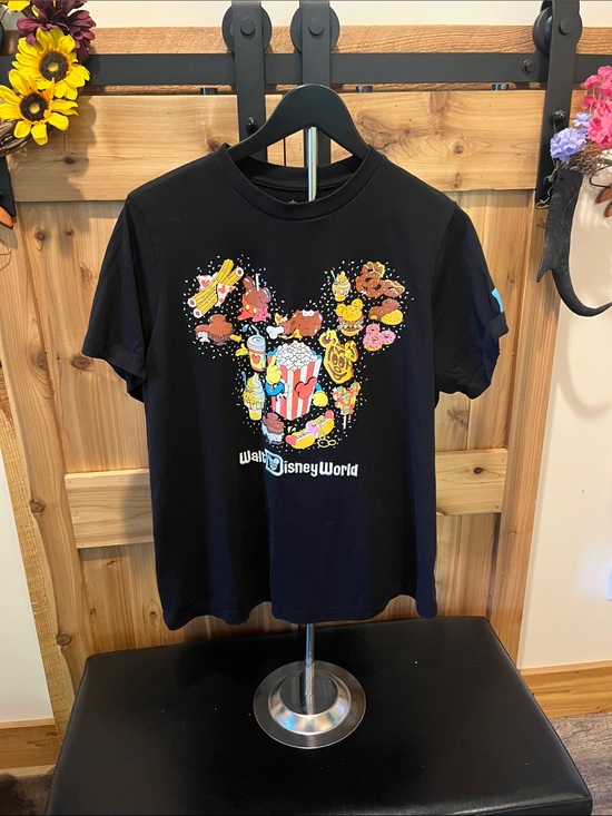 Disney Tops - Disney Eats Black Tee with Colorful Snack Mickey Graphic